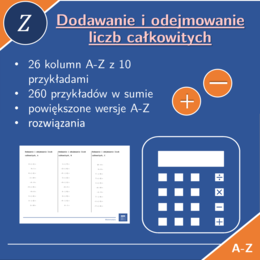 Dodawanie i odejmowanie liczb całkowitych | matematyka | 26 kolumn