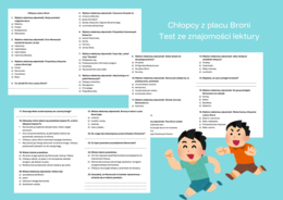Chłopcy z placu Broni - test ze znajomości treści lektury