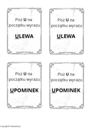 Memory ortograficzne – zasady pisowni z u-ó (wersja czarno- biała)
