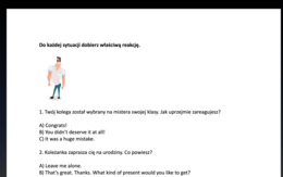 Powtórka przed egzaminem ósmoklasisty za 1 zł !!!- Dobieranie reakcji - 2 strony+ KLUCZ