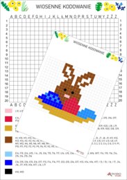 Kodowanki wiosenne, świąteczne, wiosna kodowanie, WIELKANOC- zestaw 6 kart pracy