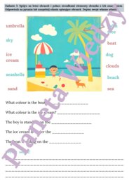 🌞WAKACYJNA KARTA PRACY 🌞 – SUMMER FUN – KLASY 1-3 SZKOŁY PODSTAWOWEJ - POZIOM A1/A1+ - WAKACYJNE SŁÓWKA, WYKREŚLANKA, SPAKUJ WALIZKE!, OPISZ OBRAZEK, CO LUBISZ ROBIĆ LATEM + ODPOWIEDZI