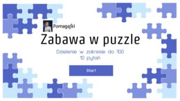Interaktywna gra puzzle - dzielenie do 100 - 10 zadań