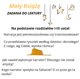 Mały Książę - karta pracy do uzupełniania w trakcie czytania