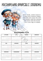 DZIEŃ BABCI I DZIADKA - kalendarz 2026 (33 wzory)