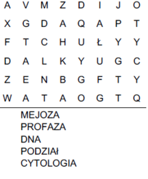 Cykl komórkowy-wykreślanka