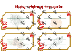 Kartki na dedykację/ bileciki prezentowe.