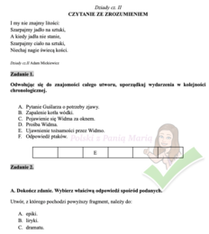 Dziady cz. II - czytanie ze zrozumieniem