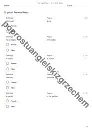 English Class A1 - Unit 1 - testy