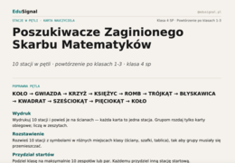 4 klasa matematyka - powtórzenie po wakacjach— stacje zadaniowe (samosprawdzająca pętla + klucz dla nauczyciela)