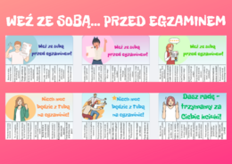 Weź ze sobą...przed egzaminem! – MOTYWACJA NA EGZAMIN 8 KLAS!- EGZAMIN-WSPARCIE- 12 kolorowych kart PDF- ODRYWANKI kart A4-