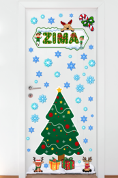 ZIMOWA dekoracja drzwi - choinka - grafika XXL