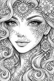 Kolorowanki antystresowe: twarze kobiet (portrety) | 6 stron A4 | mandala, motywy orientalne