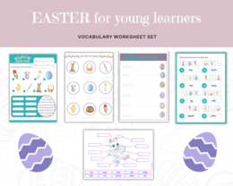 Easter for young learners - zestaw kart pracy dla klas 1-2 na Wielkanoc, słownictwo + dodatkowo części ciała