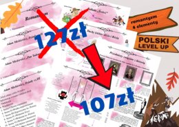 Dzieła romantyczne_pakiet 4 elementów (Dziady II, III, Pan Tadeusz, romantyzm)+ GRATIS (test z Dziadów cz. III)_Polski Level Up