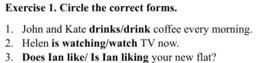 Present Simple vs Present Continuous - test, sprawdzian, karta pracy