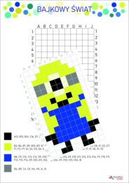 Kodowanka, kolorowanka MINIONKI , dyktando graficzne, kodowanie