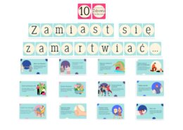 Światowy Dzień Zdrowia Psychicznego - Pomysł na gazetkę szkolną na temat zdrowia psychicznego dzieci i młodzieży: ZAMIAST SIĘ ZAMARTWIAĆ... - Proste kroki do lepszego samopoczucia na co dzień/ Gazetka o zdrowiu psychicznym dzieci i młodzieży / Profilakty