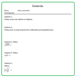 30 x minikartkówka ze wzorów na E8 z matematyki
