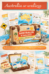 Australia w walizce, mapa Australii na podłodze, paszport podróżnika po Australii