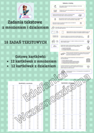 Mnożenie i dzielenie - zadania z treścią oraz gotowe kartkówki