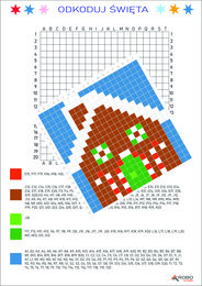Kodowanki zimowe, świąteczne, mikołajkowe- trudne- dyktando graficzne, kolorowanka, kodowanie, zima, Boże Narodzenie, Mikołaj