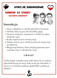 "Kamienie na szaniec" - STACJE ZADANIOWE (lekcja w ruchu)
