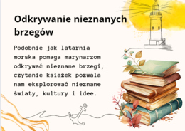 ,,Książka jak latarnia morska. Dlaczego warto czytać?"- piękne materiały na gazetkę+ prezentacja na lekcje .