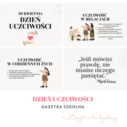 Gazetka szkolna „Dzień Uczciwości” + 20 pytań do dyskusji