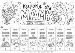 Kupony dla Mamy – Kolorowanka DIY | 24 Kupony do Wycięcia i Podarowania