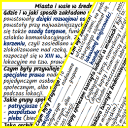 Miasta i wsie w średniowieczu – notatki i karta pracy
