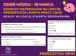📌 DZIEŃ MÓZGU – KOMPLETNY ZESTAW MATERIAŁÓW NA LEKCJĘ: PREZENTACJA, KARTA PRACY, QUIZ | 18 MARCA 🧠 Lekcja (otwarta, obserwowana) w klasie 7, 8, w klasie 1, 2, 3, liceum / technikum na godzinę wychowawczą, biologię, lekcję angażującą.