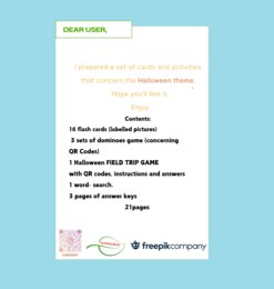 Halloween Gra Trernowa dla dużych i małych +QR Codes, Domino w 3 wersjach (również dla nieczytających), opisane karty obrazkowe na j. angielski i inne wydarzenia jesienne, dobre dla SPE, kody QR