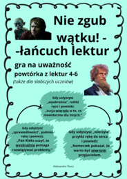 Nie zgub wątku - łańcuch lektur z klas 4-6 - gra uważnościowa