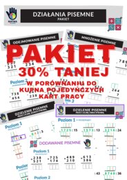 DZIAŁANIA PISEMNE - PAKIET/Dodawanie pisemne/Odejmowanie pisemne/Mnożenie pisemne/Dzielenie pisemne/Karty pracy/Klasa 4 SP./ Klasa 5 SP./ Klasa 6 SP.