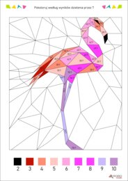 Dzielenie przez 7 - kolorowanka według wyników dzielenia, nauka dzielenia