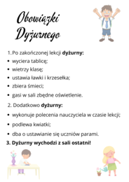PLAKAT Obowiązki dyżurnego