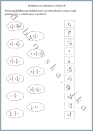 Działania na ułamkach zwykłych - chmurki