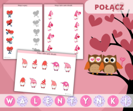 Walentynki Zestaw zadań. Puzzle. Szlaczki. Obliczenia. Labirynty. Girlanda