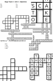 Bugs Team 3 – Unit 2 – krzyżówki – Adjectives/Animal body parts/Ecology/Extra Vocabulary/Others