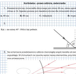 Kartkówka/karta pracy Prawo odbicia, zwierciadła