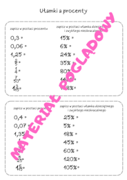 Szybkie karteczki - karty pracy z procentów. Klasa 6. Klasa 7. Klasa 8