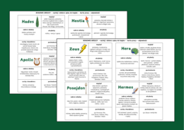 BOGOWIE GRECCY - mitologia grecka - mity – KARTY PRACY - - fiszki - wklejki - powtórka – egzamin + ODPOWIEDZI