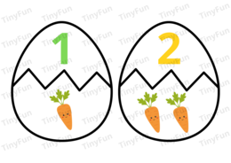 Wielkanocna układanka matematyczna - dopasuj cyfrę do ilości 🥕