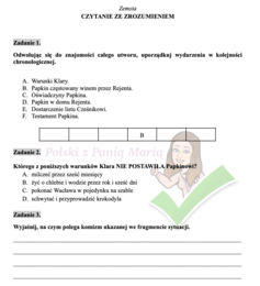 Zemsta - czytanie ze zrozumieniem