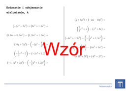 Dodawanie i odejmowanie wielomianów | matematyka, algebra | 26 kolumn