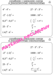 Szybkie karteczki - potęgi i pierwiastki. Klasa 7. Klasa 8.