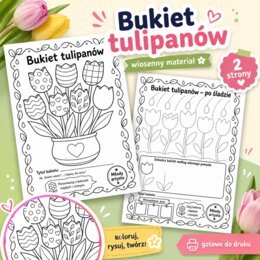 Kolorowanka edukacyjna. Bukiet tulipanów