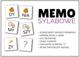 MEMO Sylabowe – 16 par tworzących wyrazy z literką „Y”