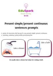 Present Simple Present Continuous obrazki do tworzenia zdań Sentences prompts